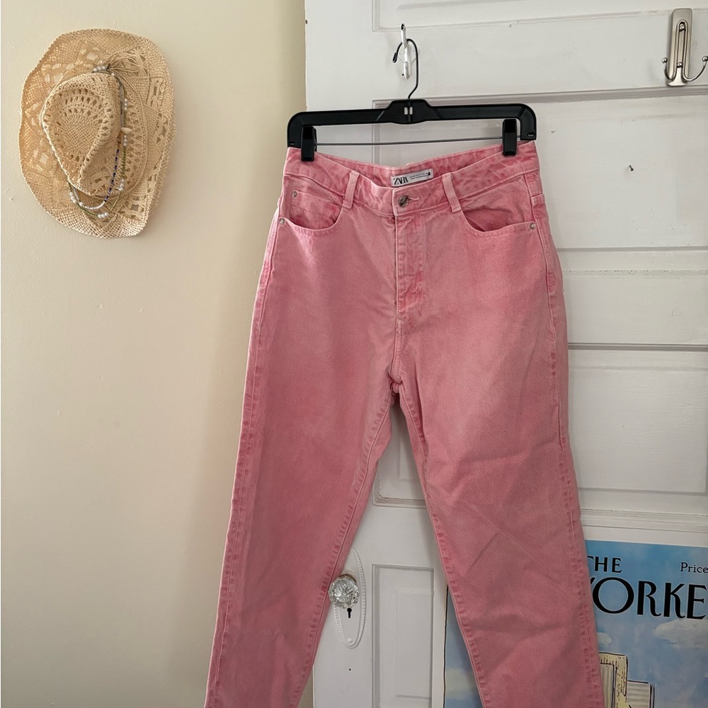 Zara Pink High Rise Jeans Classic Style